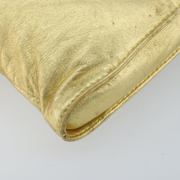 LOEWE anagram Shoulder Bag Leather Gold Auth AMZ499