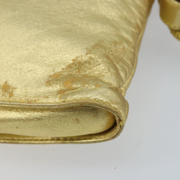 LOEWE anagram Shoulder Bag Leather Gold Auth AMZ499
