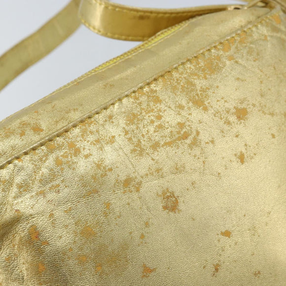 LOEWE anagram Shoulder Bag Leather Gold Auth AMZ499