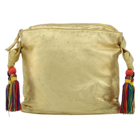 LOEWE anagram Shoulder Bag Leather Gold Auth AMZ499