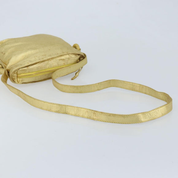 LOEWE anagram Shoulder Bag Leather Gold Auth AMZ499