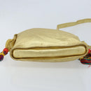 LOEWE anagram Shoulder Bag Leather Gold Auth AMZ499-5