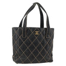 CHANEL Matelasse Wild Stitch Tragetasche Leder Schwarz Gold CC Auth AMZ509-1