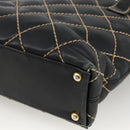 CHANEL Matelasse Wild Stitch Tragetasche Leder Schwarz Gold CC Auth AMZ509-15