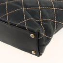 CHANEL Matelasse Wild Stitch Tragetasche Leder Schwarz Gold CC Auth AMZ509-17