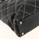 CHANEL Matelasse Wild Stitch Tragetasche Leder Schwarz Gold CC Auth AMZ509-11