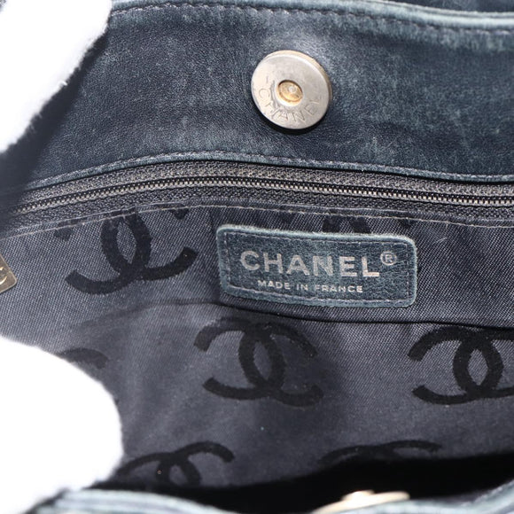 CHANEL Matelasse Wild Stitch Tragetasche Leder Schwarz Gold CC Auth AMZ509