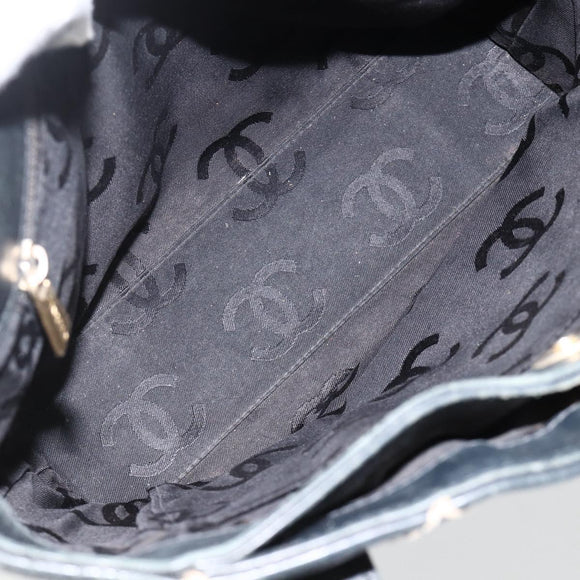 CHANEL Matelasse Wild Stitch Tragetasche Leder Schwarz Gold CC Auth AMZ509