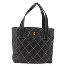 CHANEL Matelasse Wild Stitch Tragetasche Leder Schwarz Gold CC Auth AMZ509-14