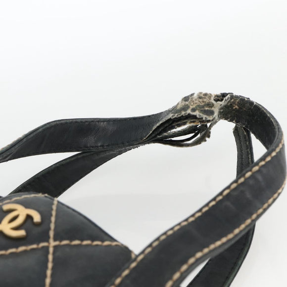 CHANEL Matelasse Wild Stitch Tragetasche Leder Schwarz Gold CC Auth AMZ509