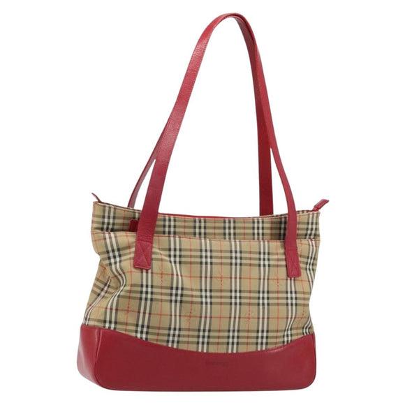 Burberrys Nova Check Tote Bag Canvas Beige Gold Auth AMZ511