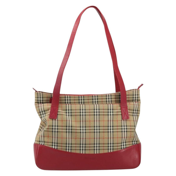 Burberrys Nova Check Tote Bag Canvas Beige Gold Auth AMZ511