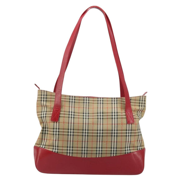 Burberrys Nova Check Tote Bag Canvas Beige Gold Auth AMZ511