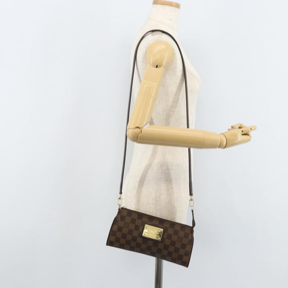 LOUIS VUITTON Damier Ebene Eva Shoulder Bag N55213 LV Auth AMZ513