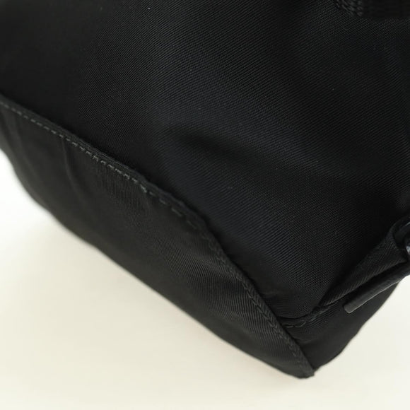 PRADA Chain Shoulder Bag Nylon Black Silver Auth AMZ520M