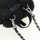 PRADA Chain Shoulder Bag Nylon Black Silver Auth AMZ520M-22