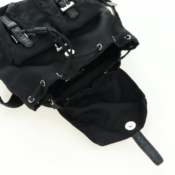 PRADA Chain Shoulder Bag Nylon Black Silver Auth AMZ520M
