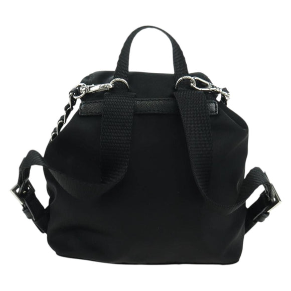 PRADA Chain Shoulder Bag Nylon Black Silver Auth AMZ520M