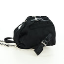 PRADA Chain Shoulder Bag Nylon Black Silver Auth AMZ520M-3