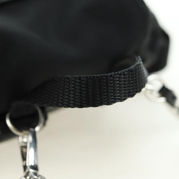 PRADA Chain Shoulder Bag Nylon Black Silver Auth AMZ520M