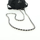 PRADA Chain Shoulder Bag Nylon Black Silver Auth AMZ520M-8
