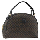 CELINE Macadam Canvas Hand Bag PVC Leather Black Gold Auth AMZ525A-1