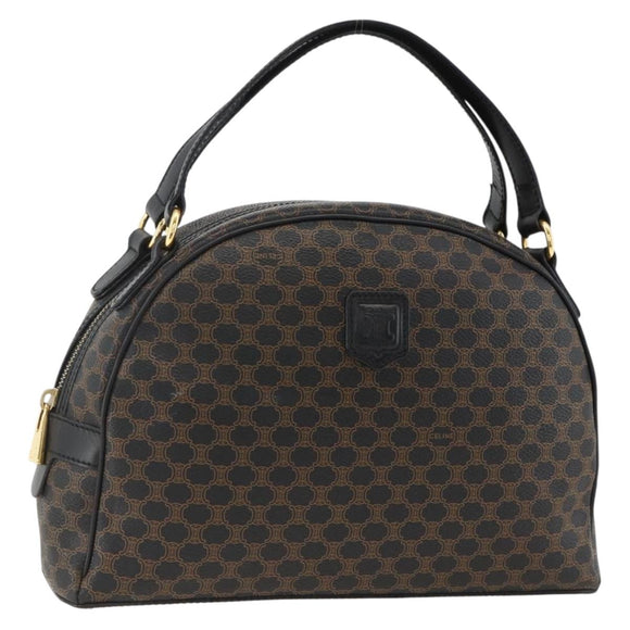 CELINE Macadam Canvas Hand Bag PVC Leather Black Gold Auth AMZ525A