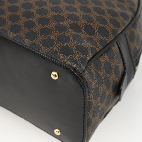 CELINE Macadam Canvas Hand Bag PVC Leather Black Gold Auth AMZ525A