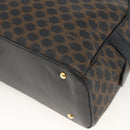 CELINE Macadam Canvas Hand Bag PVC Leather Black Gold Auth AMZ525A-12
