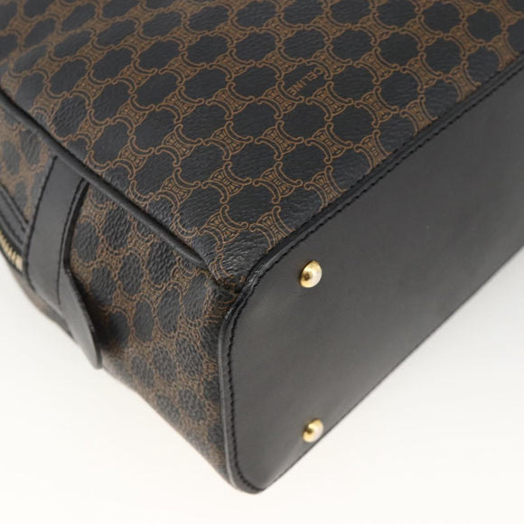 CELINE Macadam Canvas Hand Bag PVC Leather Black Gold Auth AMZ525A