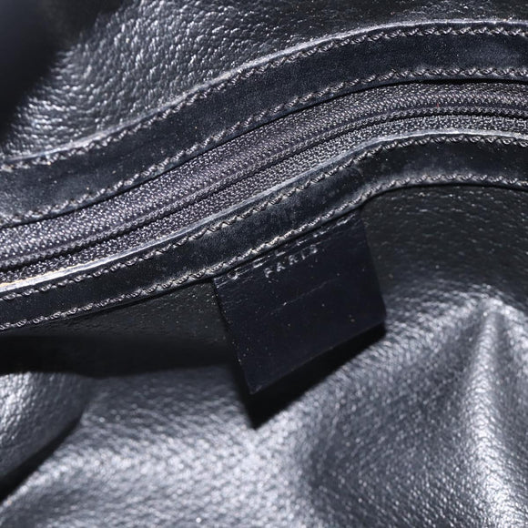 CELINE Macadam Canvas Hand Bag PVC Leather Black Gold Auth AMZ525A