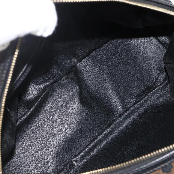 CELINE Macadam Canvas Hand Bag PVC Leather Black Gold Auth AMZ525A