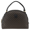 CELINE Macadam Canvas Hand Bag PVC Leather Black Gold Auth AMZ525A-2