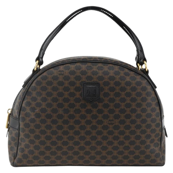 CELINE Macadam Canvas Hand Bag PVC Leather Black Gold Auth AMZ525A