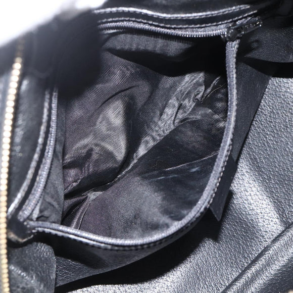 CELINE Macadam Canvas Hand Bag PVC Leather Black Gold Auth AMZ525A