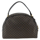 CELINE Macadam Canvas Hand Bag PVC Leather Black Gold Auth AMZ525A-3