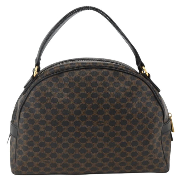 CELINE Macadam Canvas Hand Bag PVC Leather Black Gold Auth AMZ525A