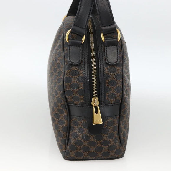 CELINE Macadam Canvas Hand Bag PVC Leather Black Gold Auth AMZ525A