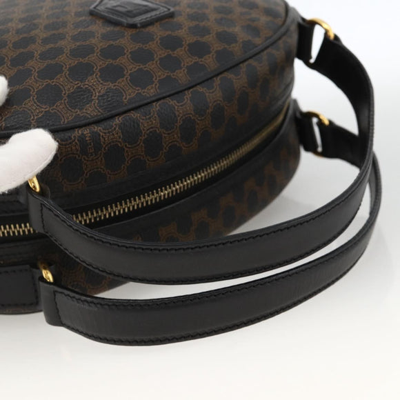 CELINE Macadam Canvas Hand Bag PVC Leather Black Gold Auth AMZ525A