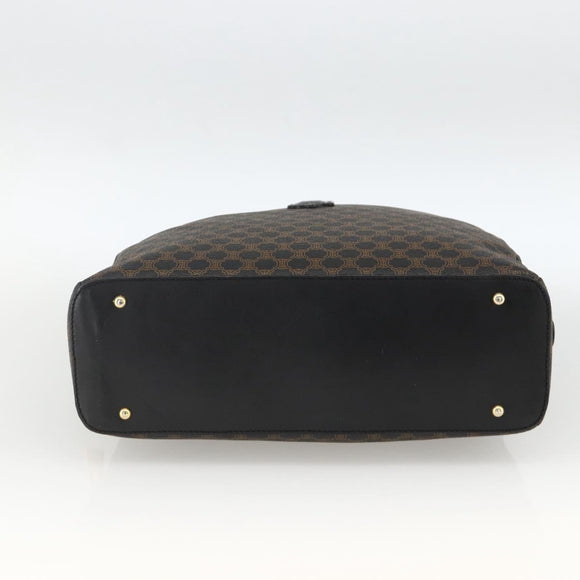 CELINE Macadam Canvas Hand Bag PVC Leather Black Gold Auth AMZ525A