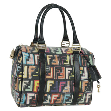 FENDI Zucca Canvas Hand Bag Black Gold Auth AMZ529SAM