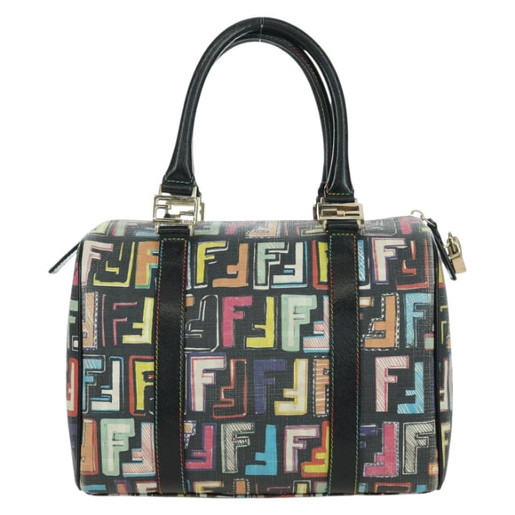 FENDI Zucca Canvas Hand Bag Black Gold Auth AMZ529SAM
