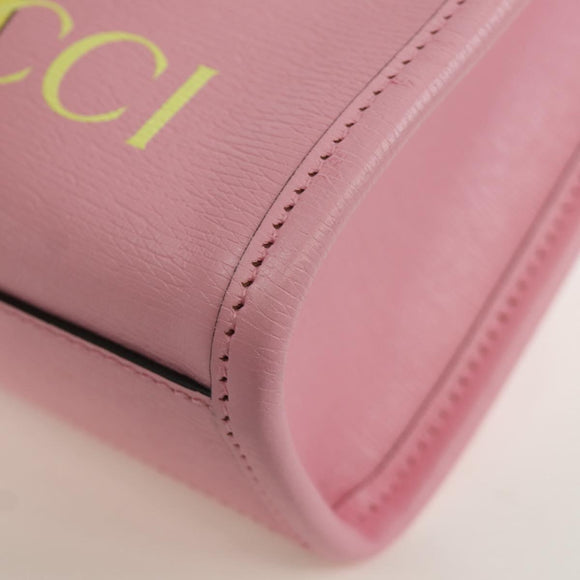 GUCCI Bananya Mini Tote Bag Leather 2way Pink Gold 671623 Auth AMZ534M