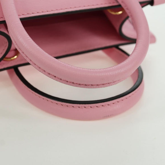 GUCCI Bananya Mini Tote Bag Leather 2way Pink Gold 671623 Auth AMZ534M