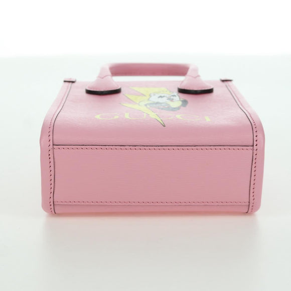 GUCCI Bananya Mini Tote Bag Leather 2way Pink Gold 671623 Auth AMZ534M