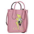 GUCCI Bananya Mini Tote Bag Leather 2way Pink Gold 671623 Auth AMZ535M-1