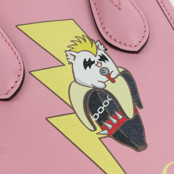 GUCCI Bananya Mini Tote Bag Leather 2way Pink Gold 671623 Auth AMZ535M