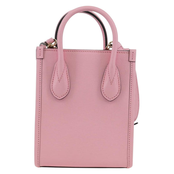GUCCI Bananya Mini Tote Bag Leather 2way Pink Gold 671623 Auth AMZ535M