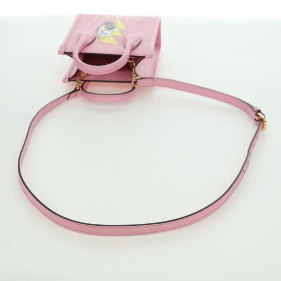 GUCCI Bananya Mini Tote Bag Leather 2way Pink Gold 671623 Auth AMZ535M