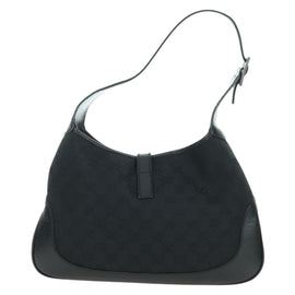 GUCCI GG Canvas Jackie Shoulder Bag Black Silver 00963 Auth AMZ540V - 0